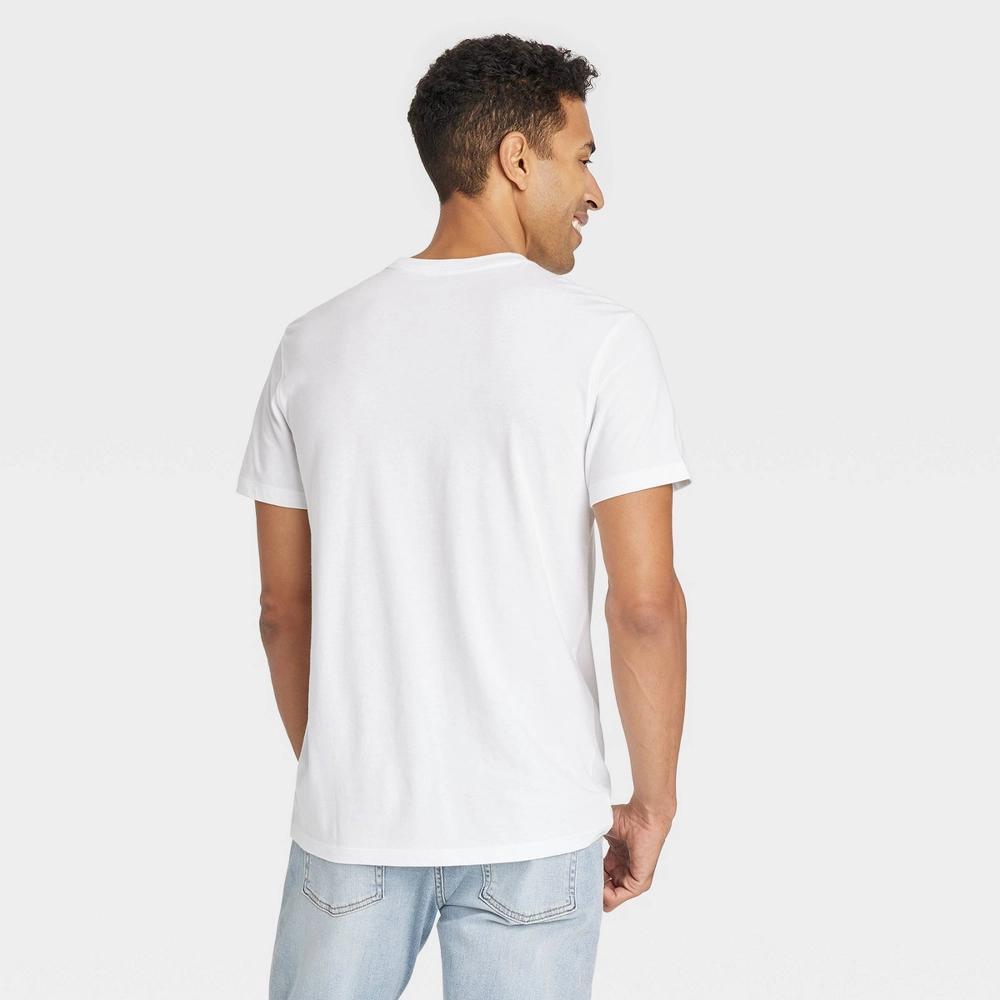 Mens Every Wear Short Sleeve T-Shirt - Goodfellow & Co White M: Cotton Recycled Polyester Blend Product Image
