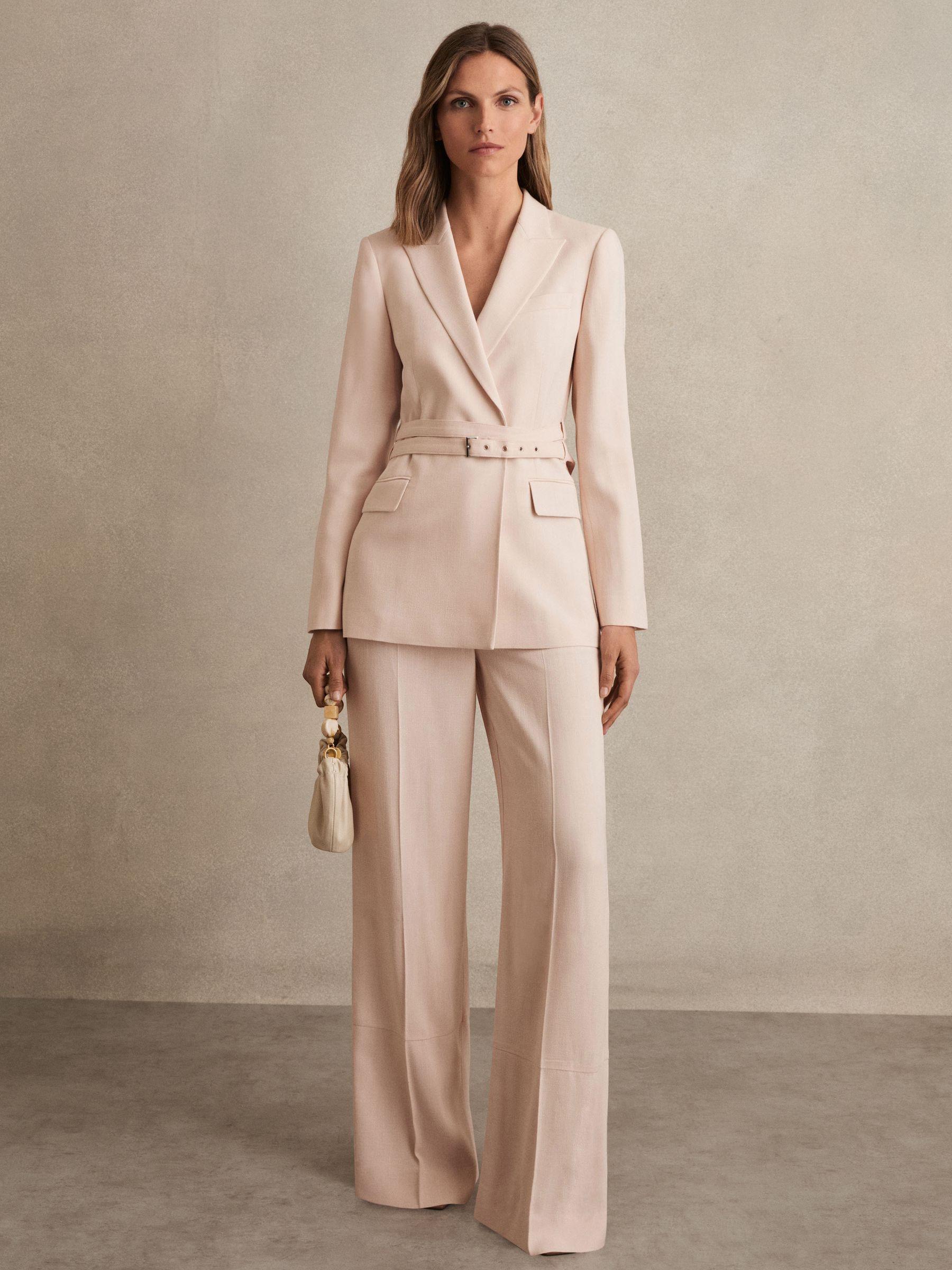 Petite Wide-Leg Suit Trousers in Pink Product Image