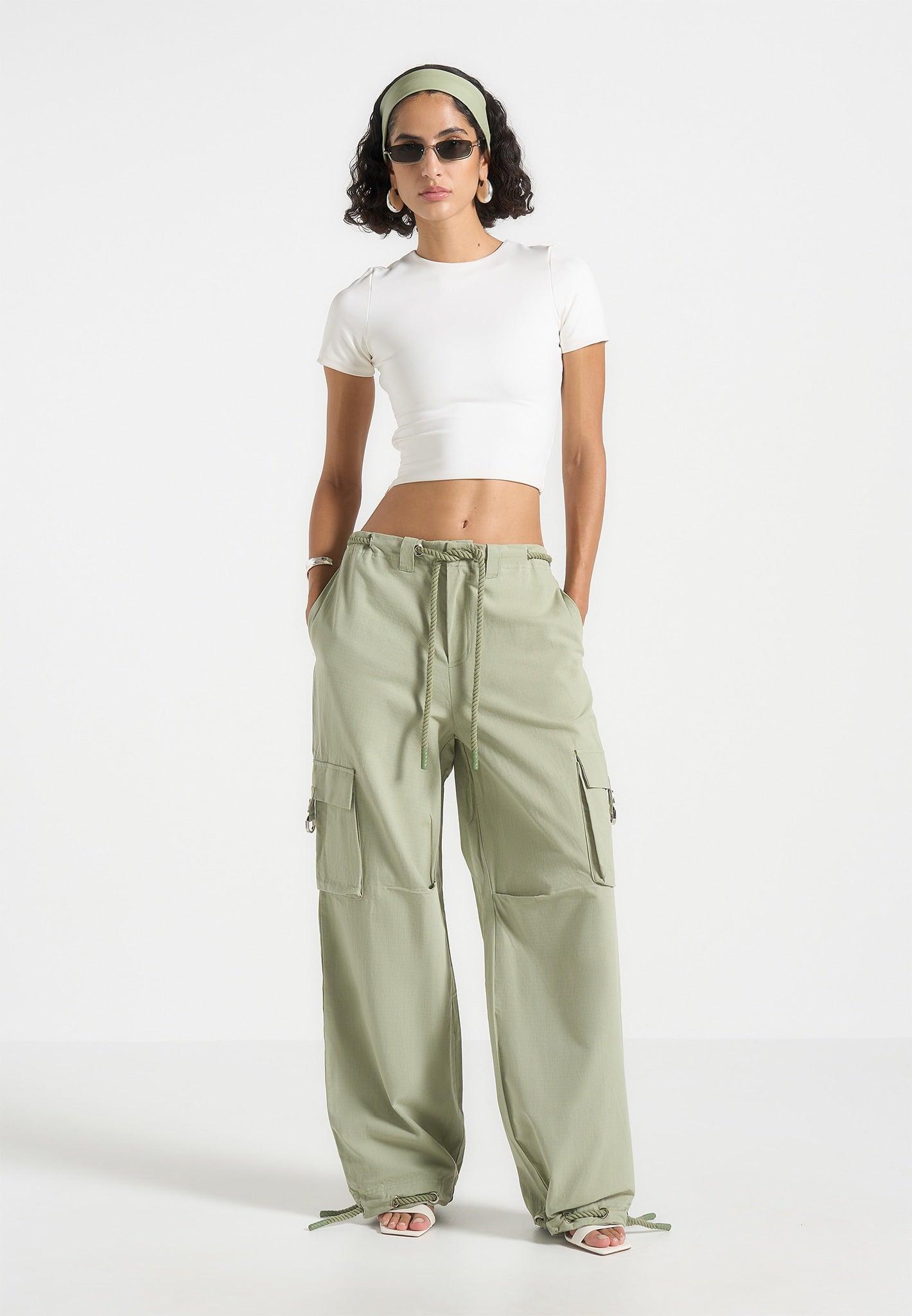 Ripstop Parachute Cargo Pants - Sage Female Product Image