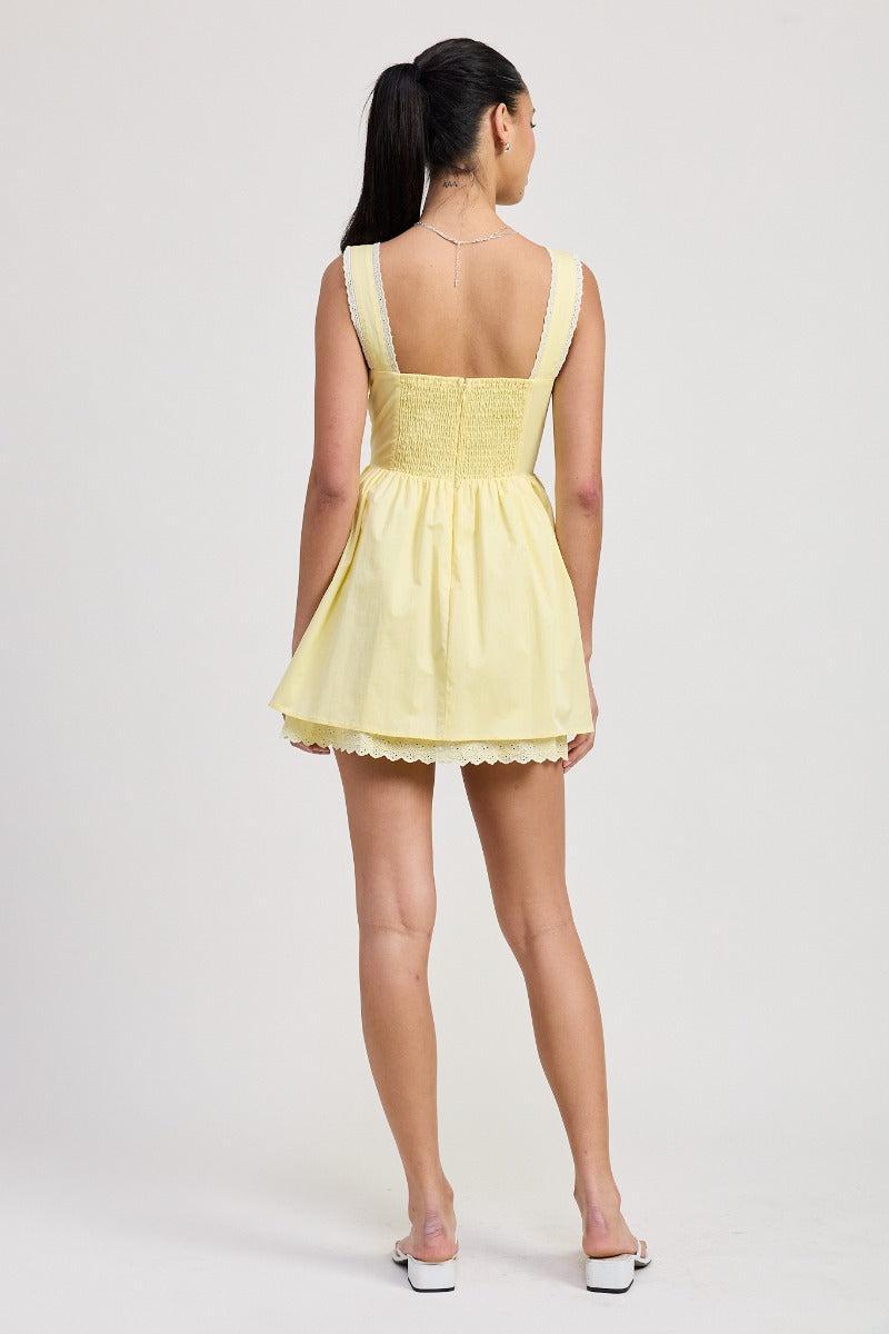 The Lacey Mini Dress | Pale Yellow Product Image