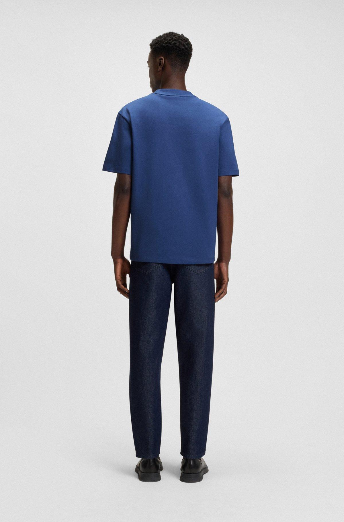 HUGO - Relaxed-fit T-shirt in cotton with logo print - Blue Product Image