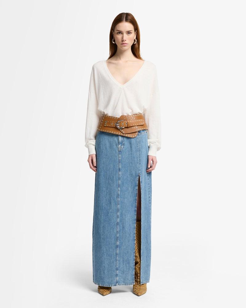 Indigo Linen Maxi Skirt Product Image
