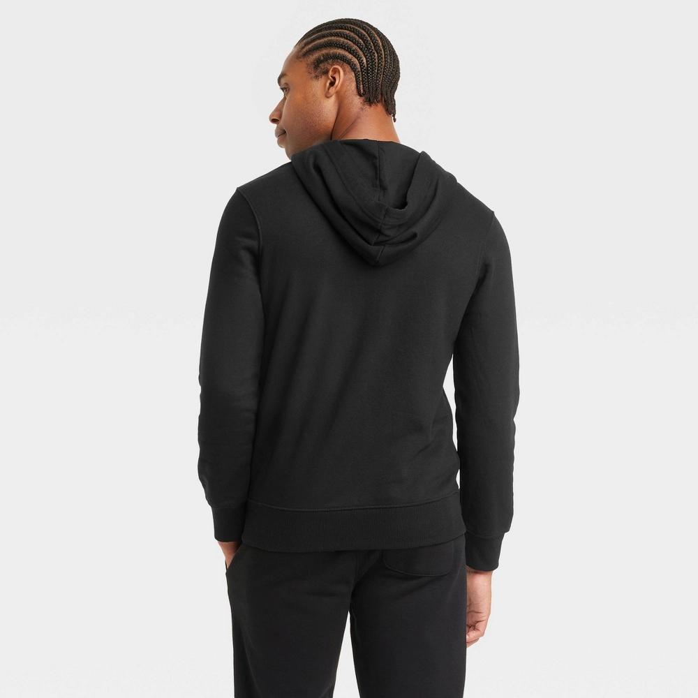 Men's Hooded Zip-Up Sweatshirt - Goodfellow & Co™ Black S: Cotton Blend, Recycled Polyester, Midweight Fleece Product Image