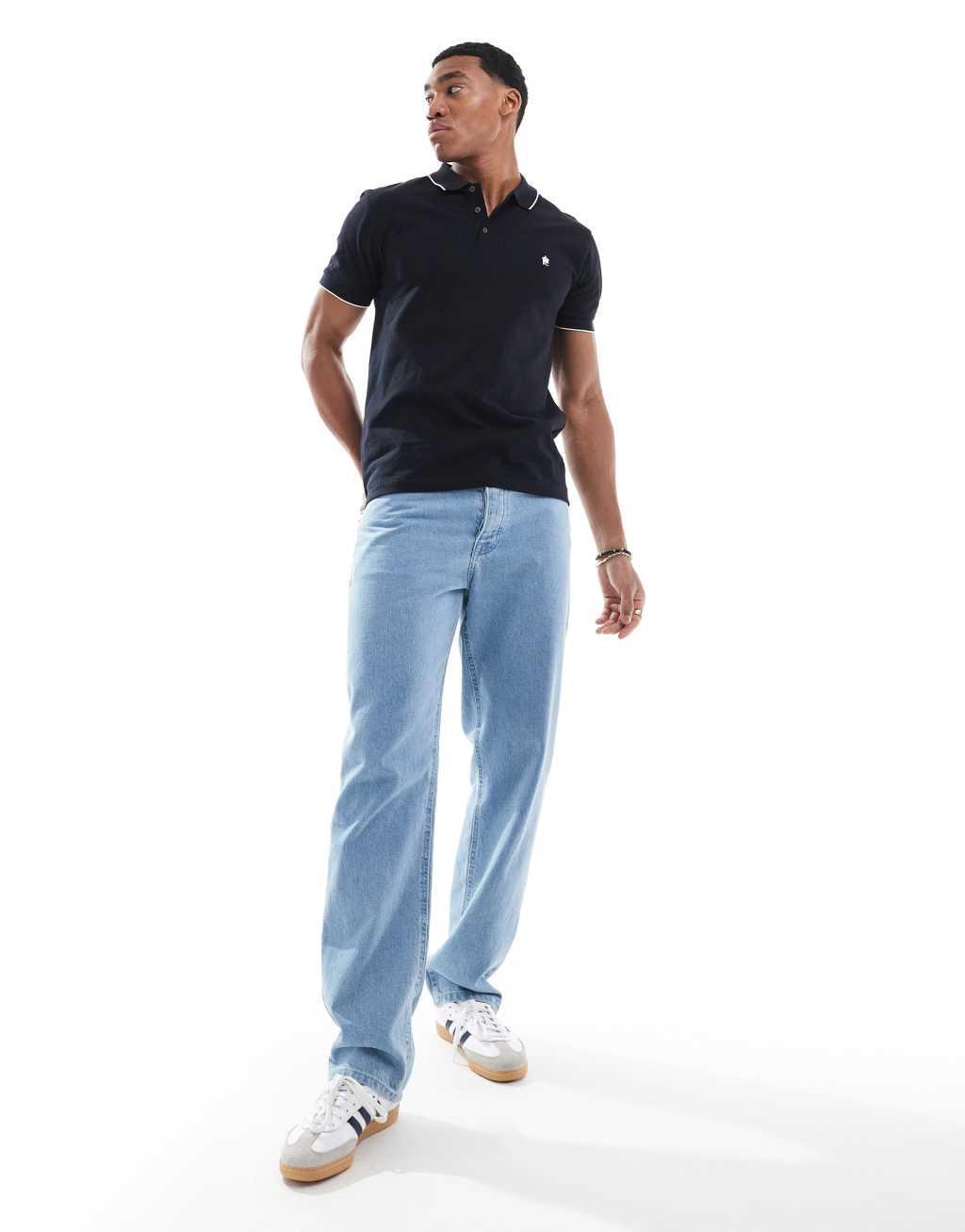 French Connection single tipped polo in navy Product Image