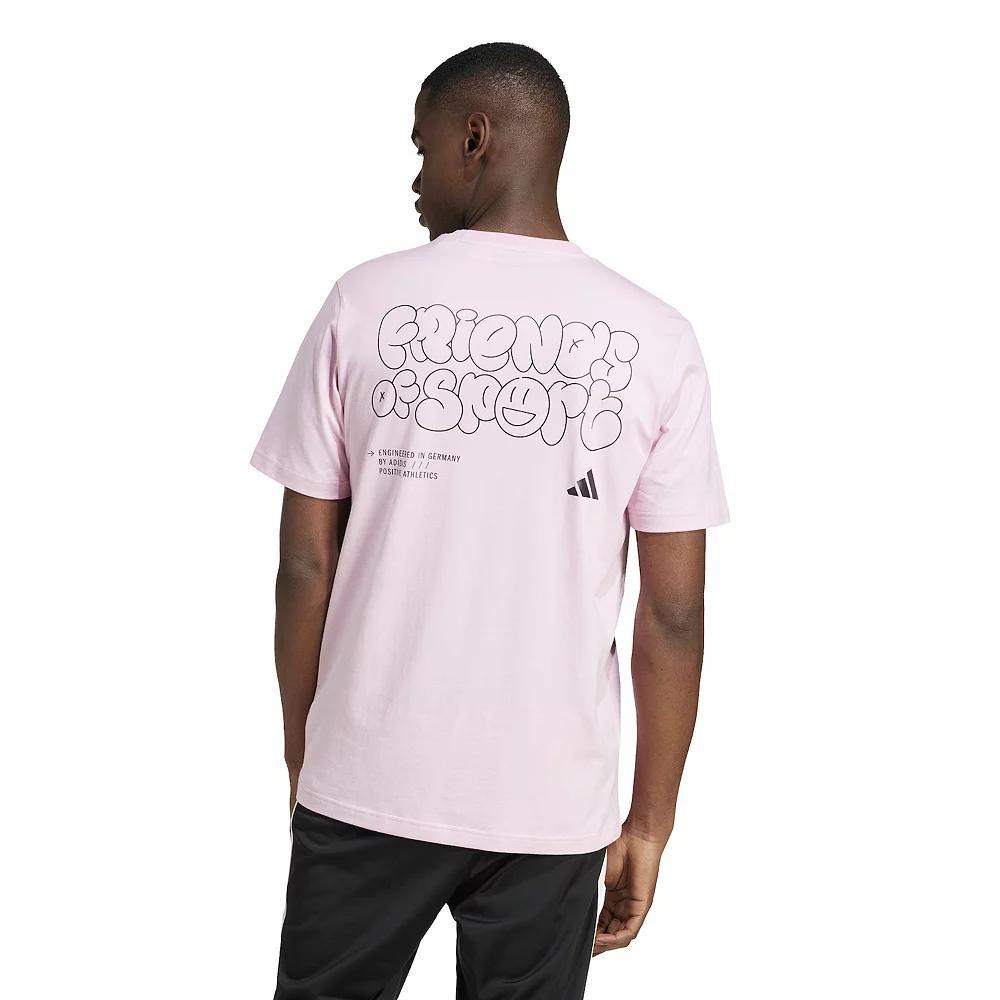 Men's adidas Lounge Verbiage Fos Graphic Sportswear Tee, Size: XL, True Pink Product Image