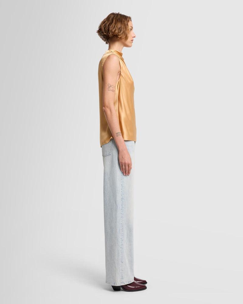 Silk High Neck Draped Blouse Product Image