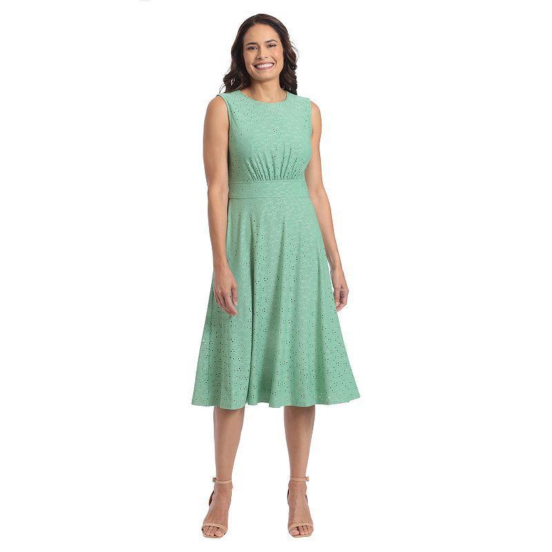 Women's London Times Eyelet Inset Midi Dress, Size: 4, Green Product Image