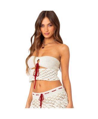 Edikted Womens Jaslene Strapless Crochet Top Product Image