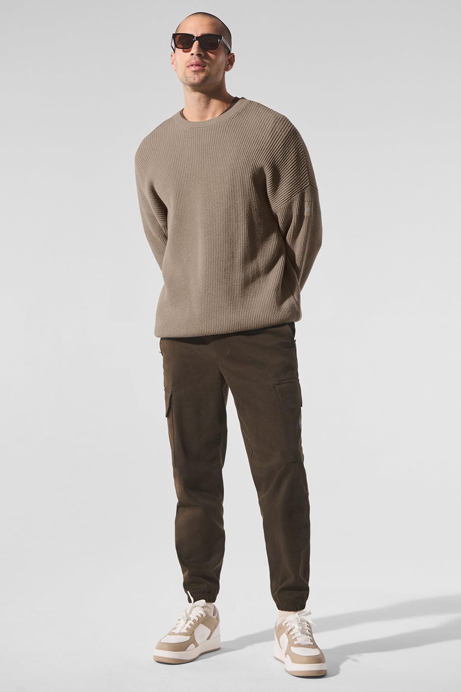 Domain Rib Knit Crew Sweater - Gravel Male Product Image