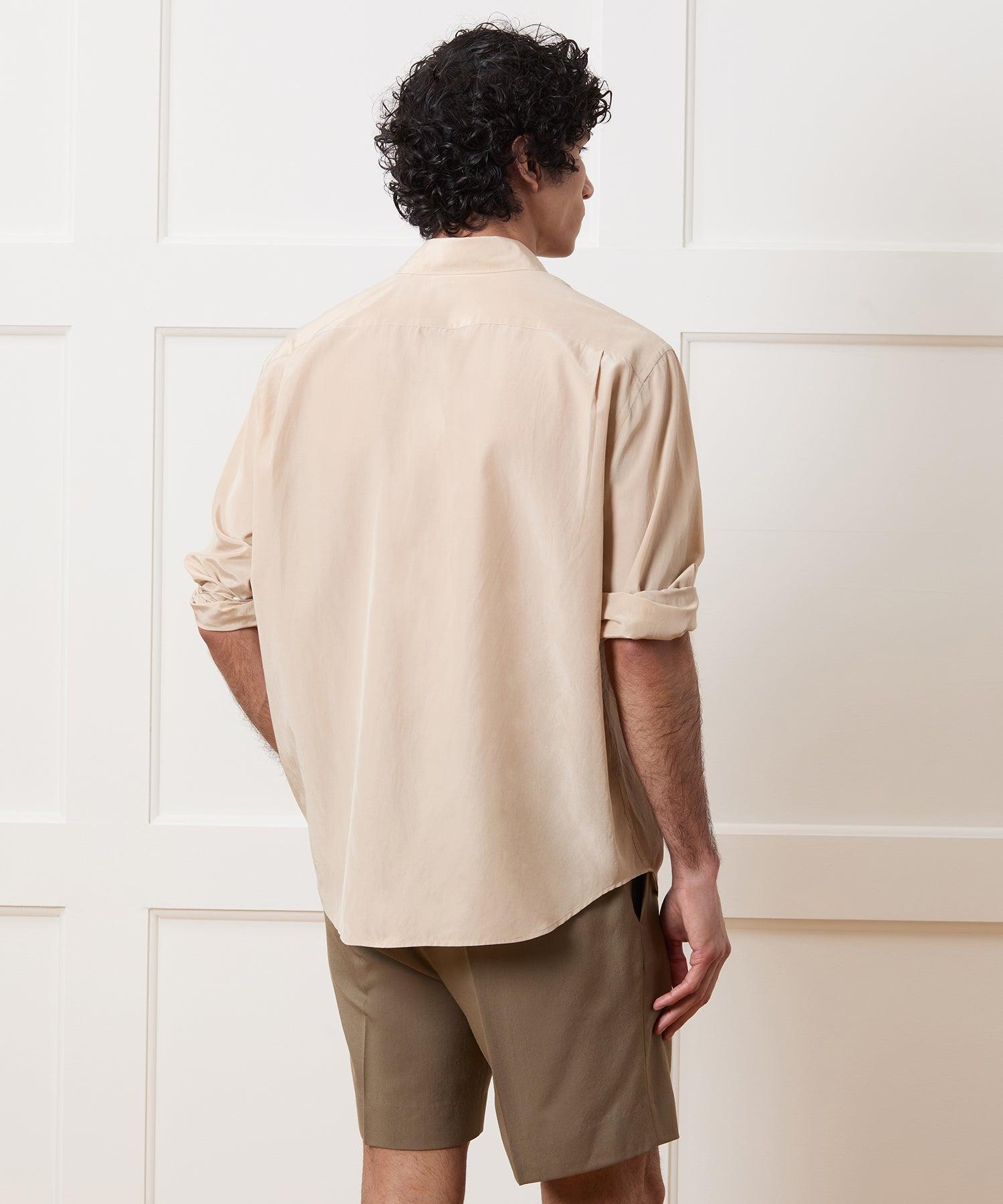 Relaxed Silk-Cotton Point Collar Shirt Product Image
