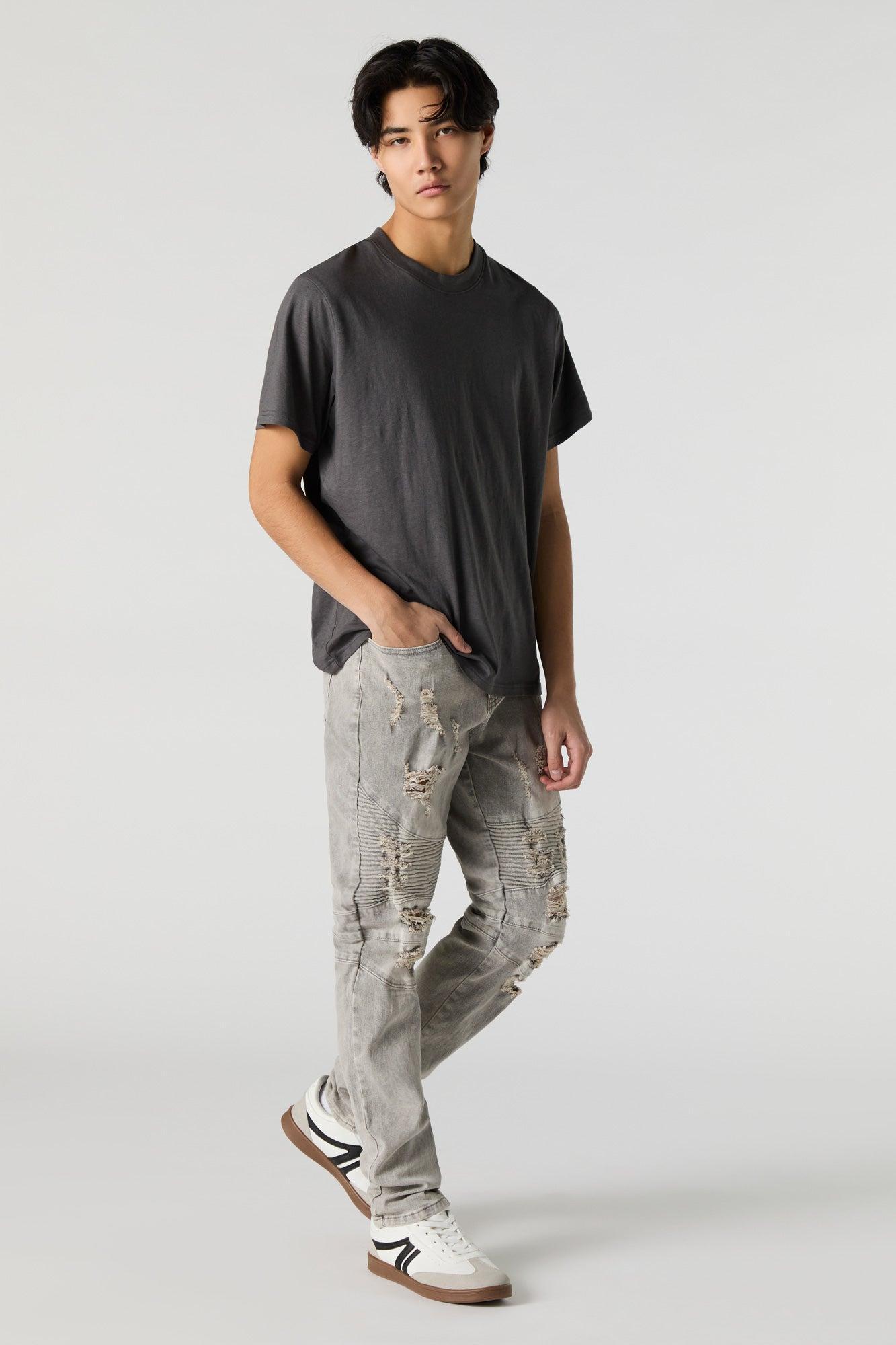 Distressed Moto Skinny Jean Male Product Image