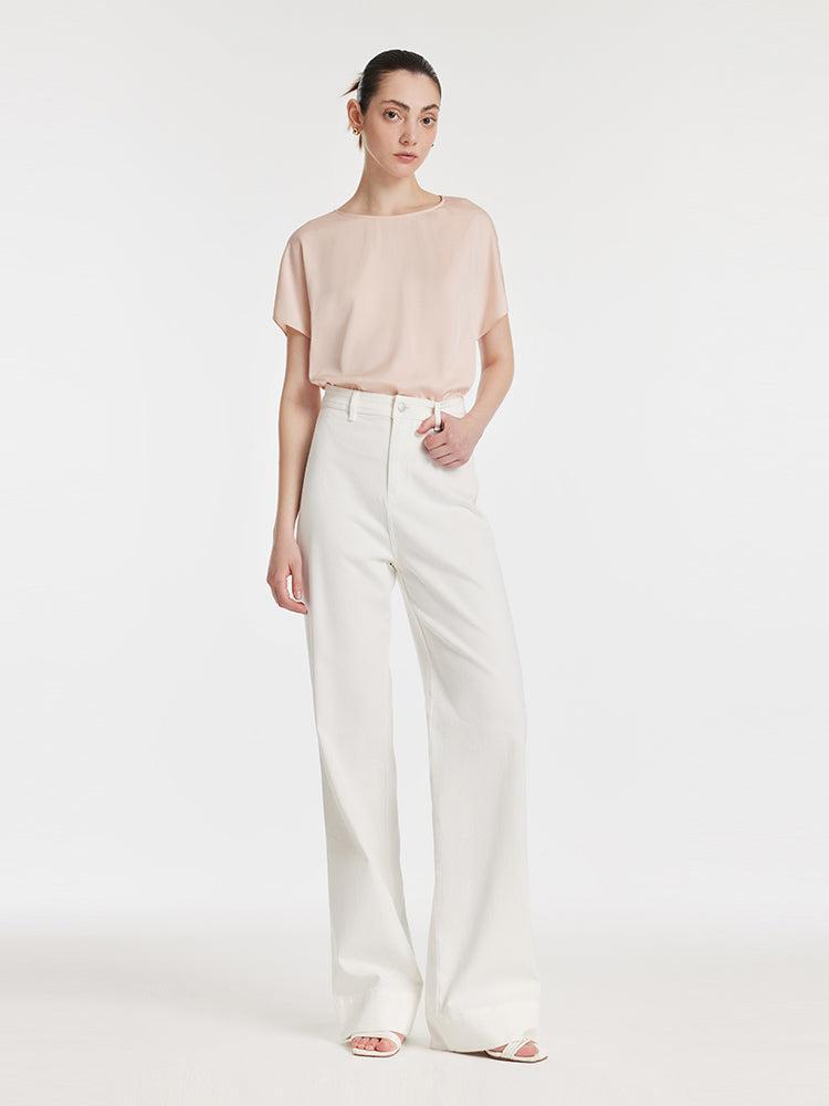 High-Waisted Straight Full Length Women Jeans Product Image