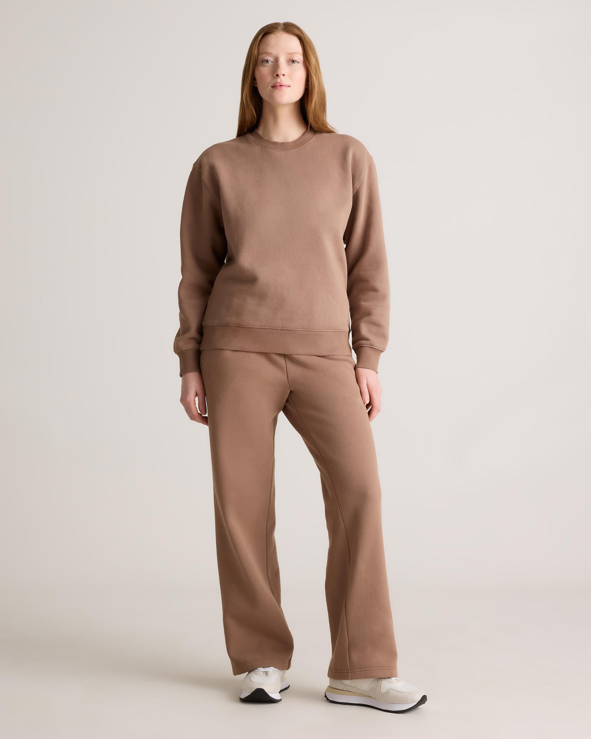 Quince | Women's Organic Heavyweight Fleece Crew Neck Alpaca Sweater Organic Cotton Product Image