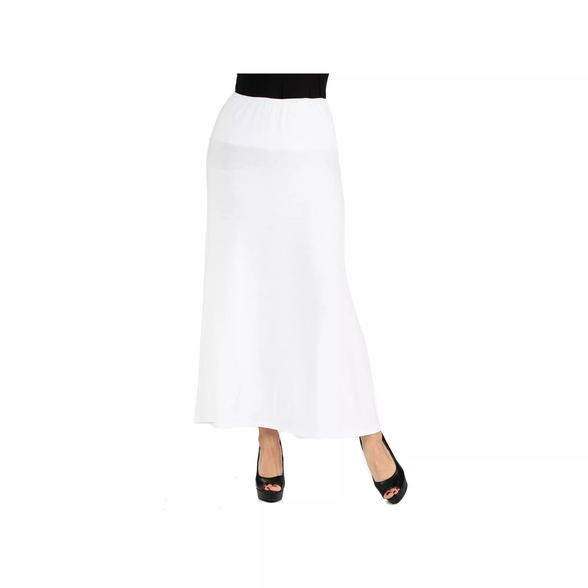 Women's 24seven Comfort Apparel Elastic Waist Midi Skirt, Size: XXL, White Product Image