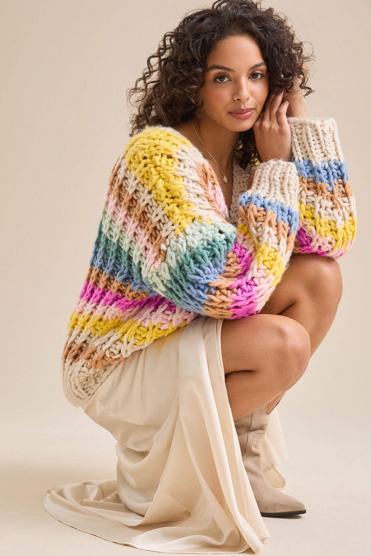 Edith Chunky Striped Cardigan Product Image