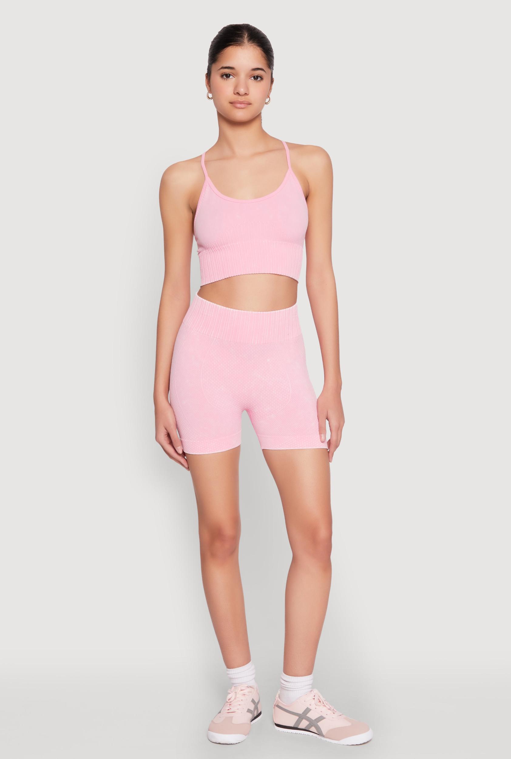 Womens Ruched Seamless Ribbed Knit Biker Shorts Product Image