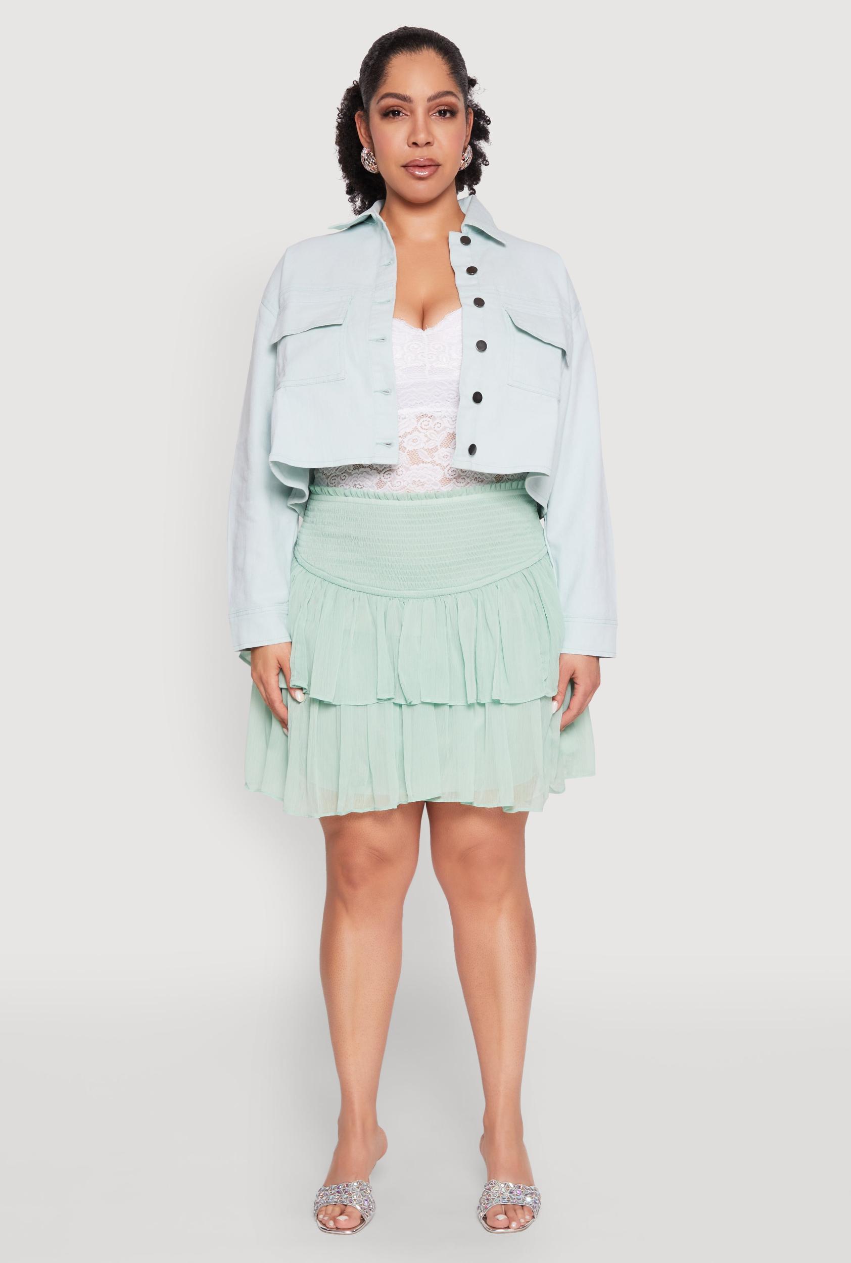 Womens Plus Size Spoon Jeans Chiffon Tiered Skirt Product Image