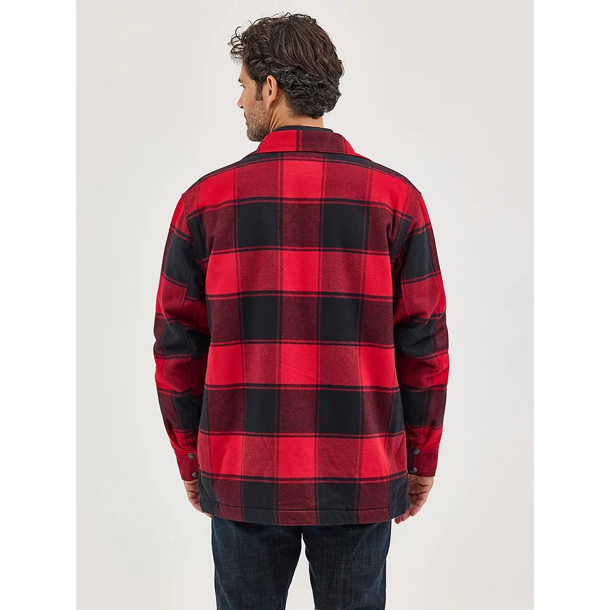 Men's Wrangler Sherpa Lined Flannel Snap Shirt Jacket | Men's JACKETS & OUTERWEAR | Wrangler® Product Image
