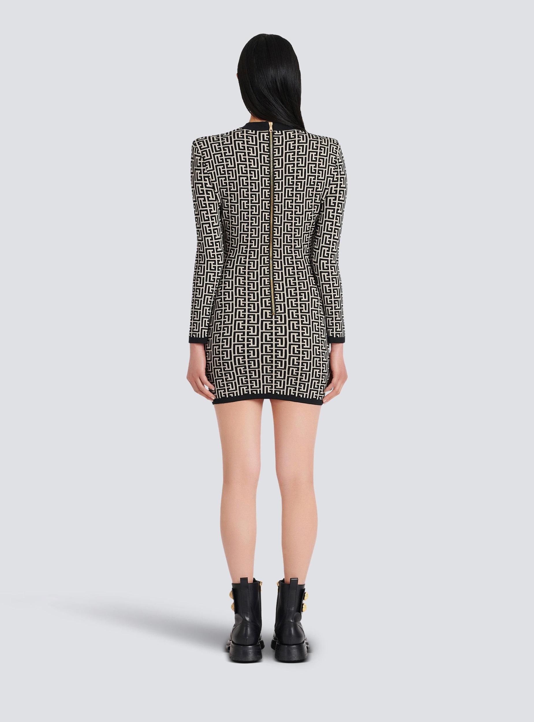Short bicolor jacquard dress with Balmain monogram Product Image