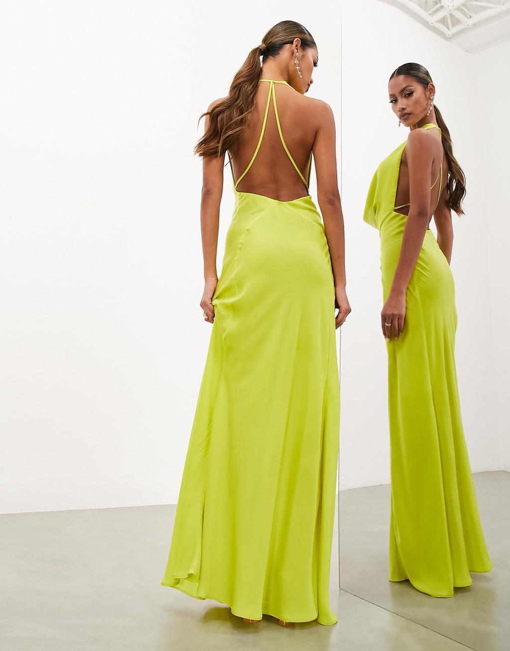 ASOS EDITION satin statement cowl neck maxi dress Product Image