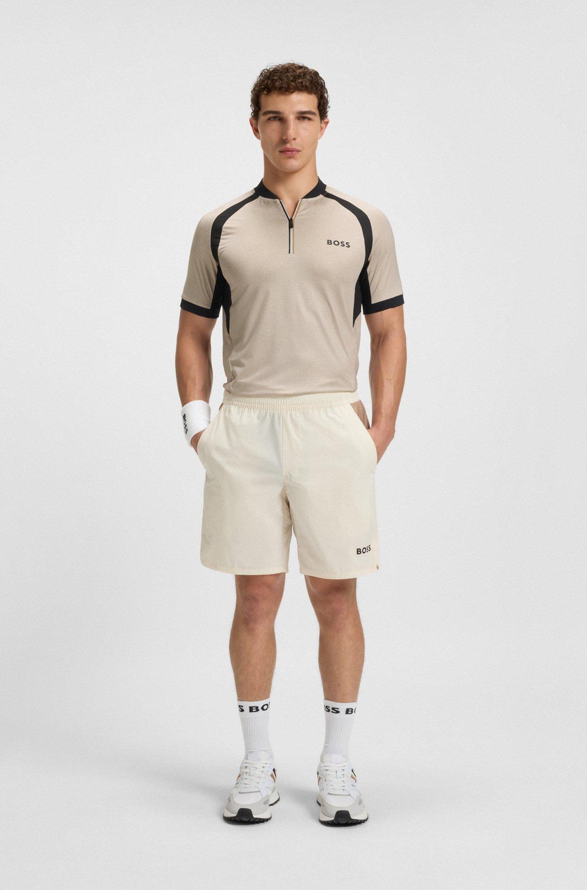 Zip-neck slim-fit polo shirt in mesh jersey Product Image