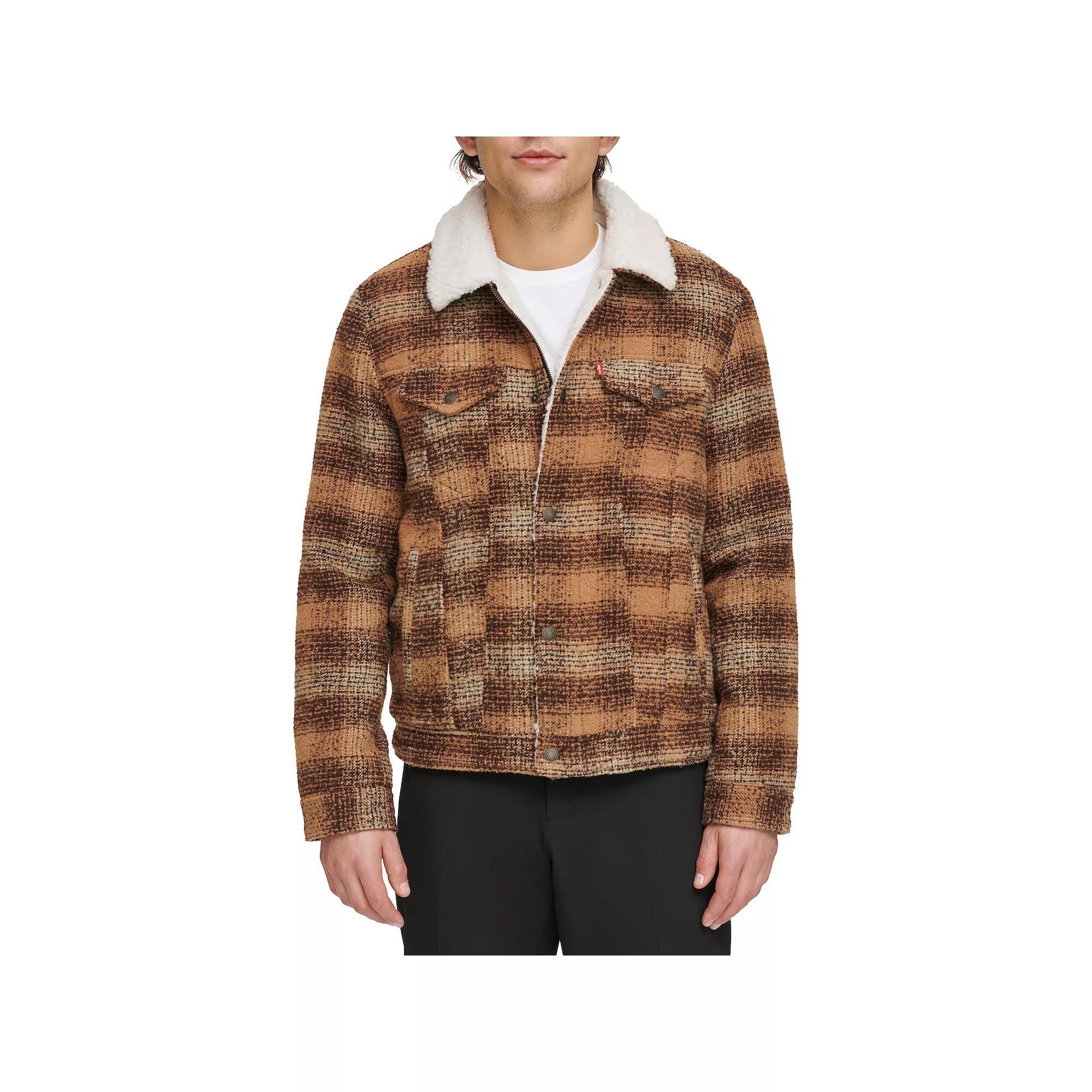 Men's Levi's® Faux Wool Sherpa Lined Trucker Jacket, Size: Medium, Brown Product Image