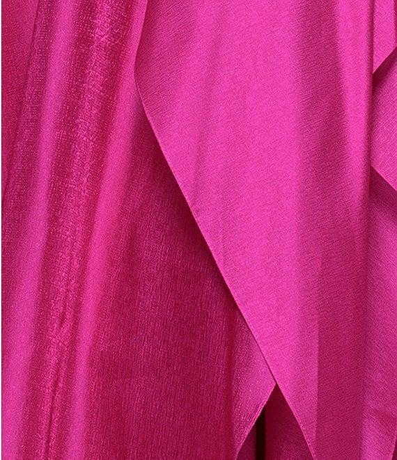 Xscape One Shoulder Cascading Side Ruffle Organza A-Line Dress Product Image