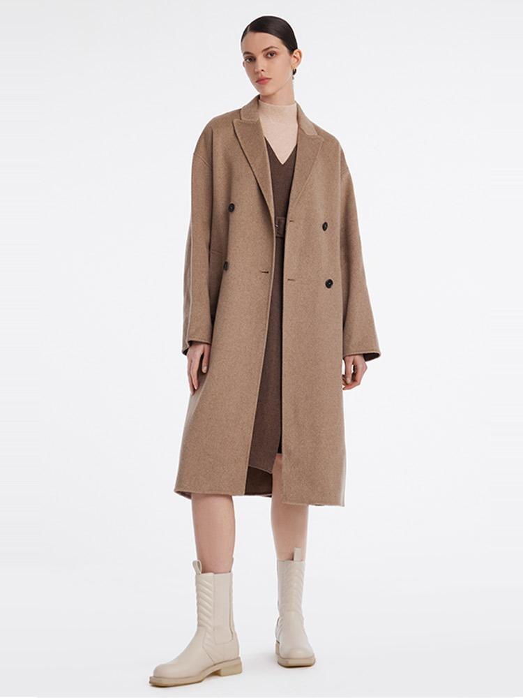 Pure Cashmere Double-Breasted Lapel Coat Product Image