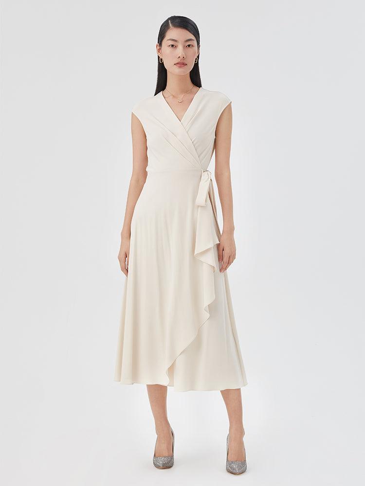 Triacetate Asymmetrical Gathered Waist Maxi Dress Product Image