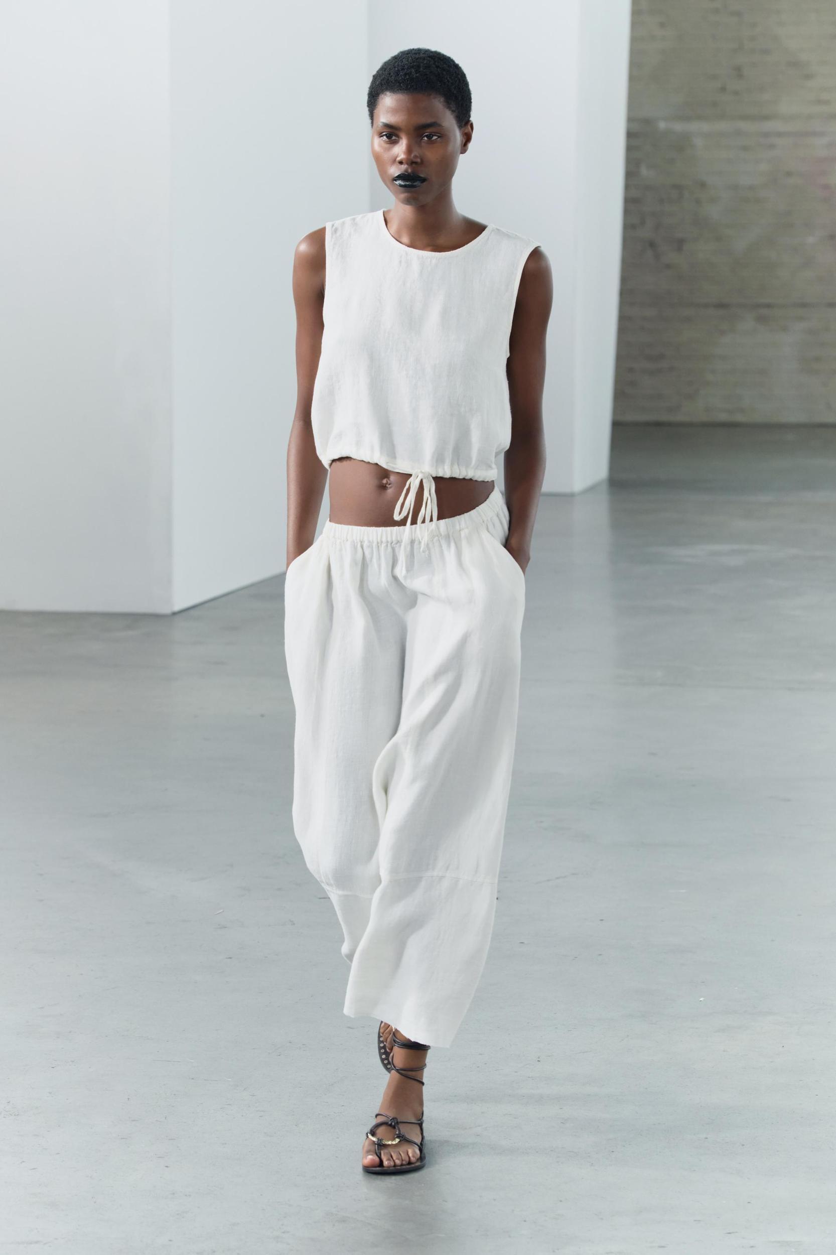 TIED 100% LINEN TOP ZW COLLECTION Product Image