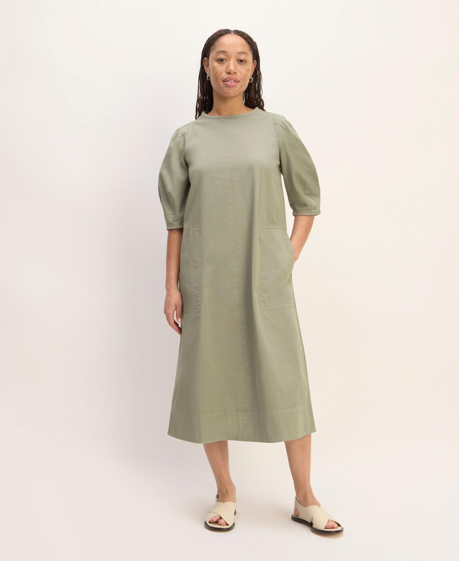 The Short-Sleeve Puff Midi Dress Product Image