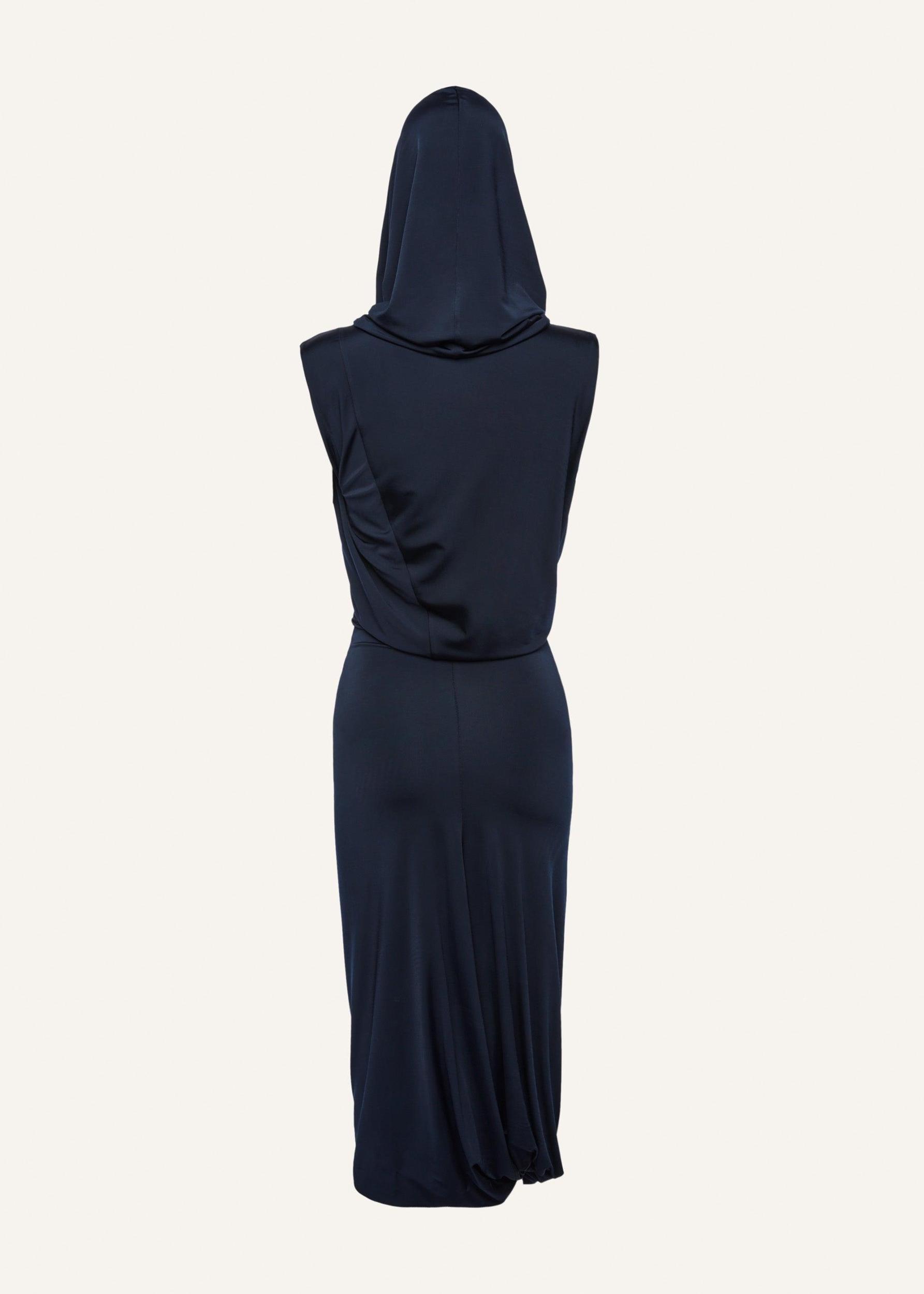 Sleeveless hooded midi dress in navy Product Image