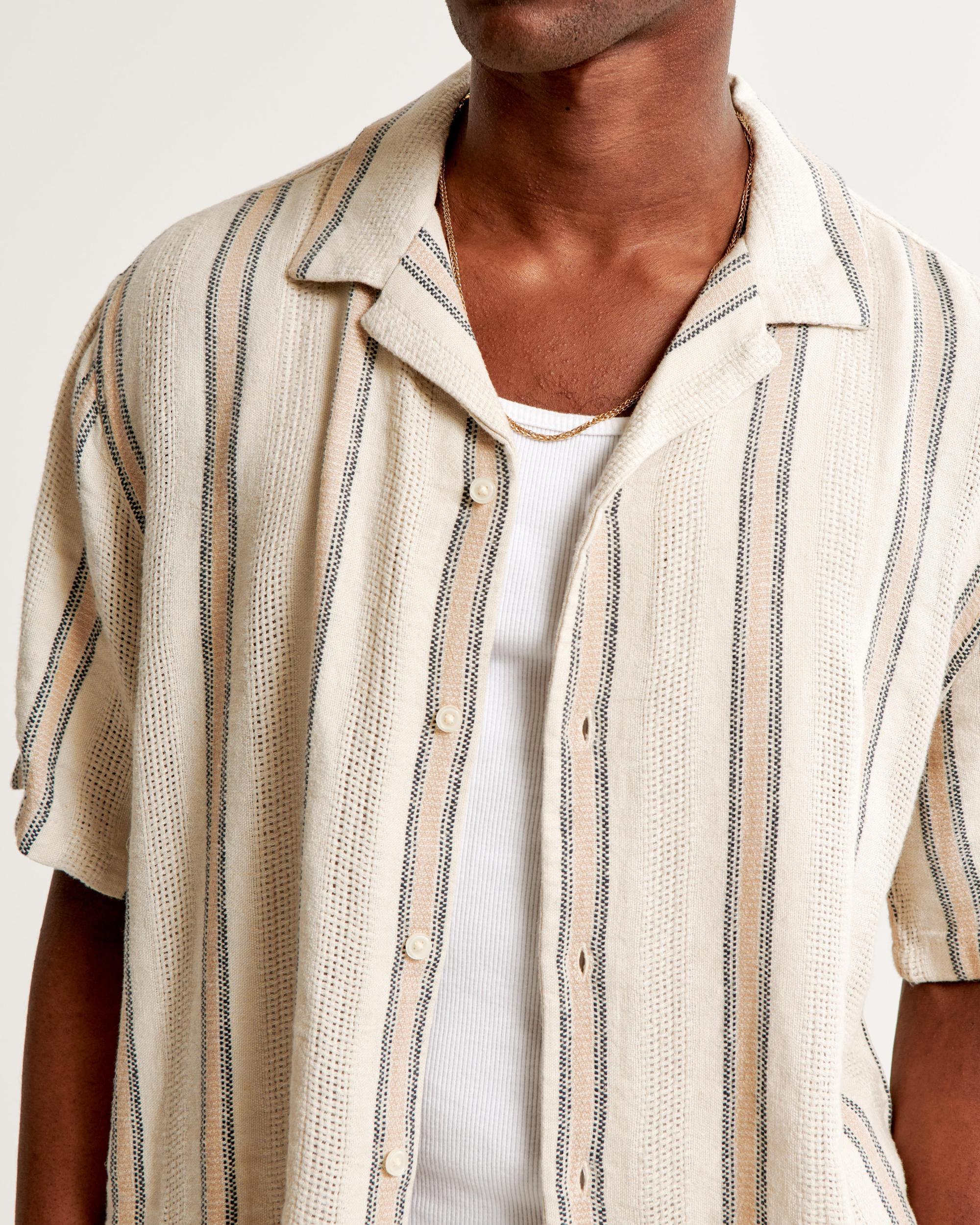 Camp Collar Linen-Blend Shirt Product Image
