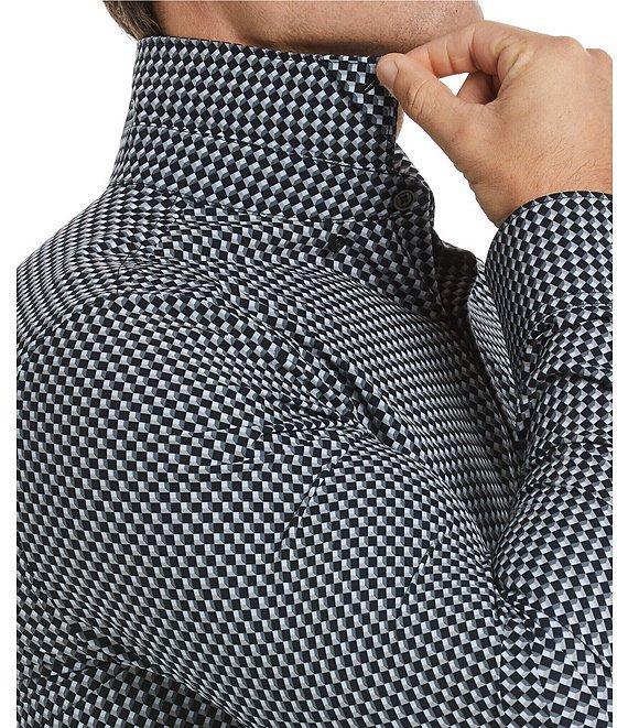 Perry Ellis Slim Fit Stretch Geo Print Long Sleeve Woven Shirt Product Image