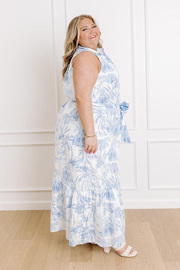 Boardwalk Stroll Floral Maxi Dress in Sky Blue Curves Product Image