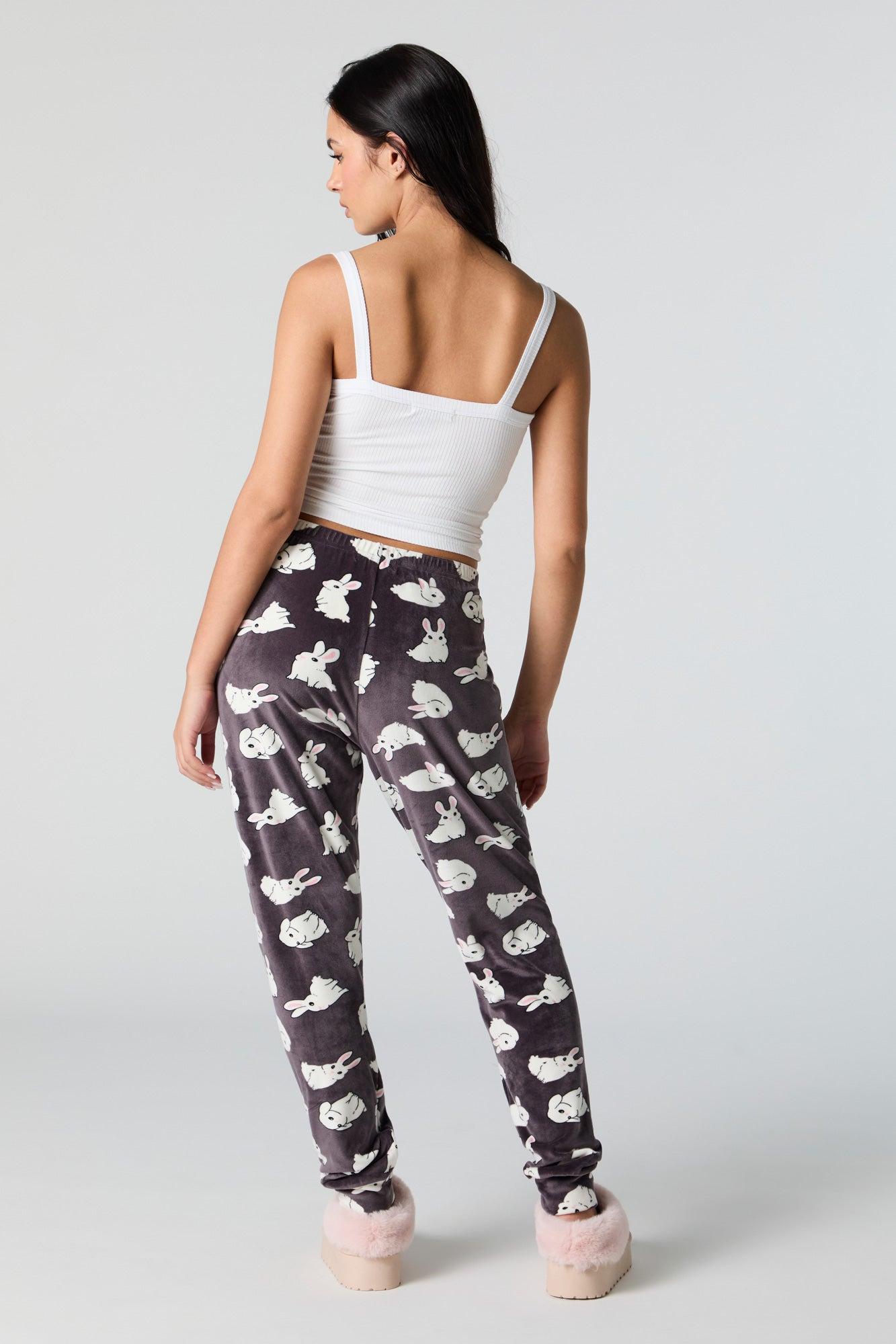 Printed Velour Pajama Jogger Female Product Image