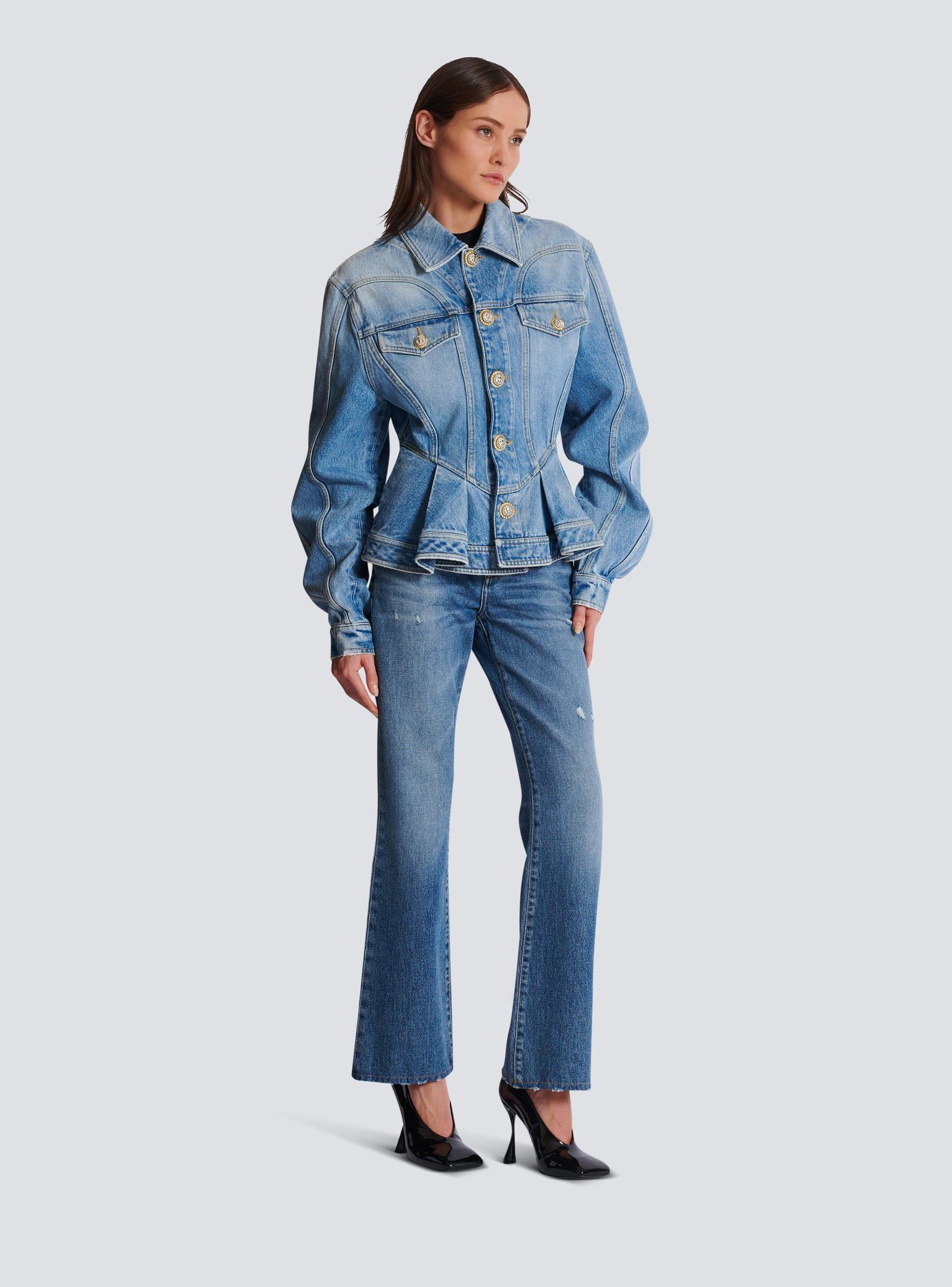 Pleated denim jacket Product Image