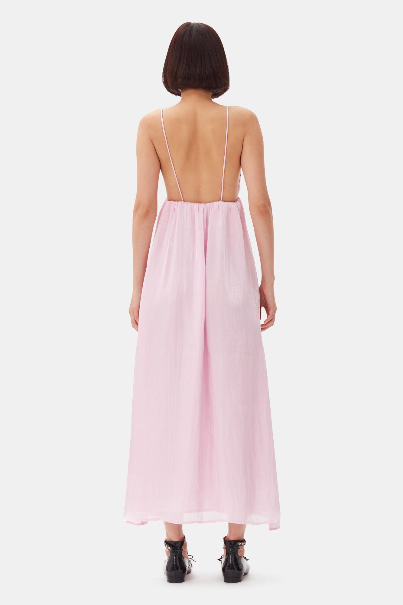Pink Satin Strap Dress Product Image