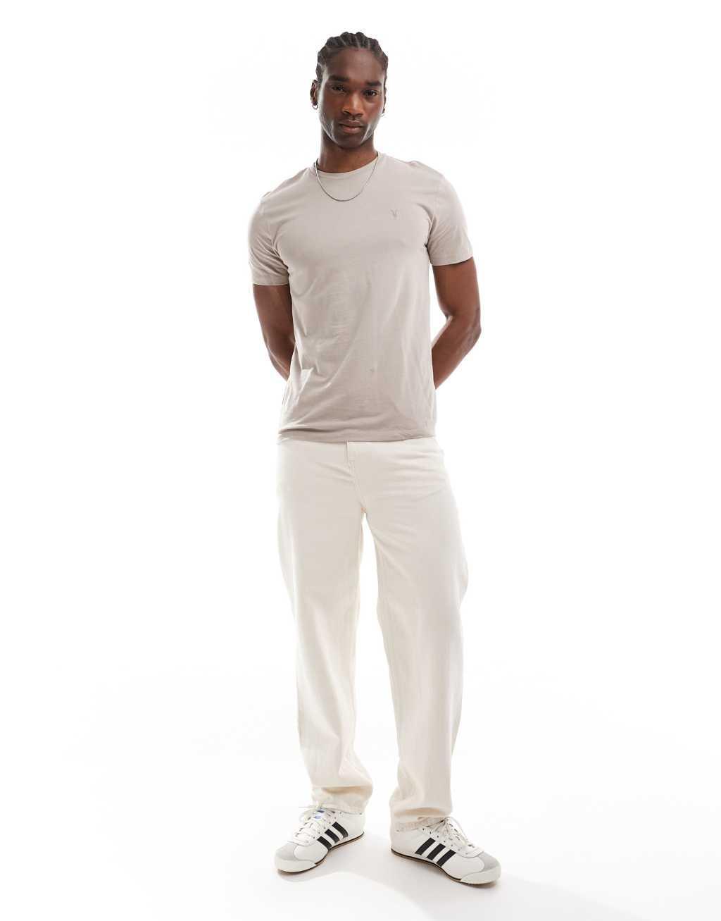 AllSaints Brace brushed cotton T-shirt in beige Product Image