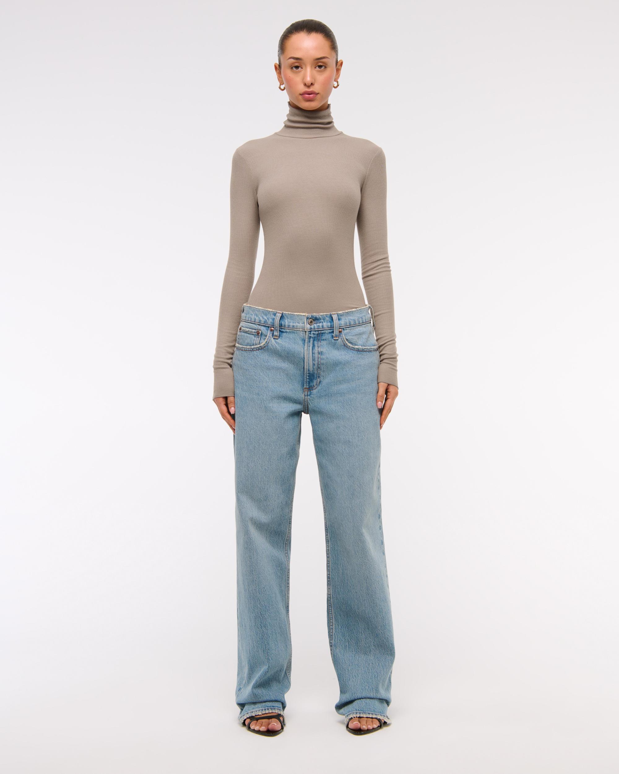 Long-Sleeve Featherweight Rib Tuckable Mockneck Top Product Image