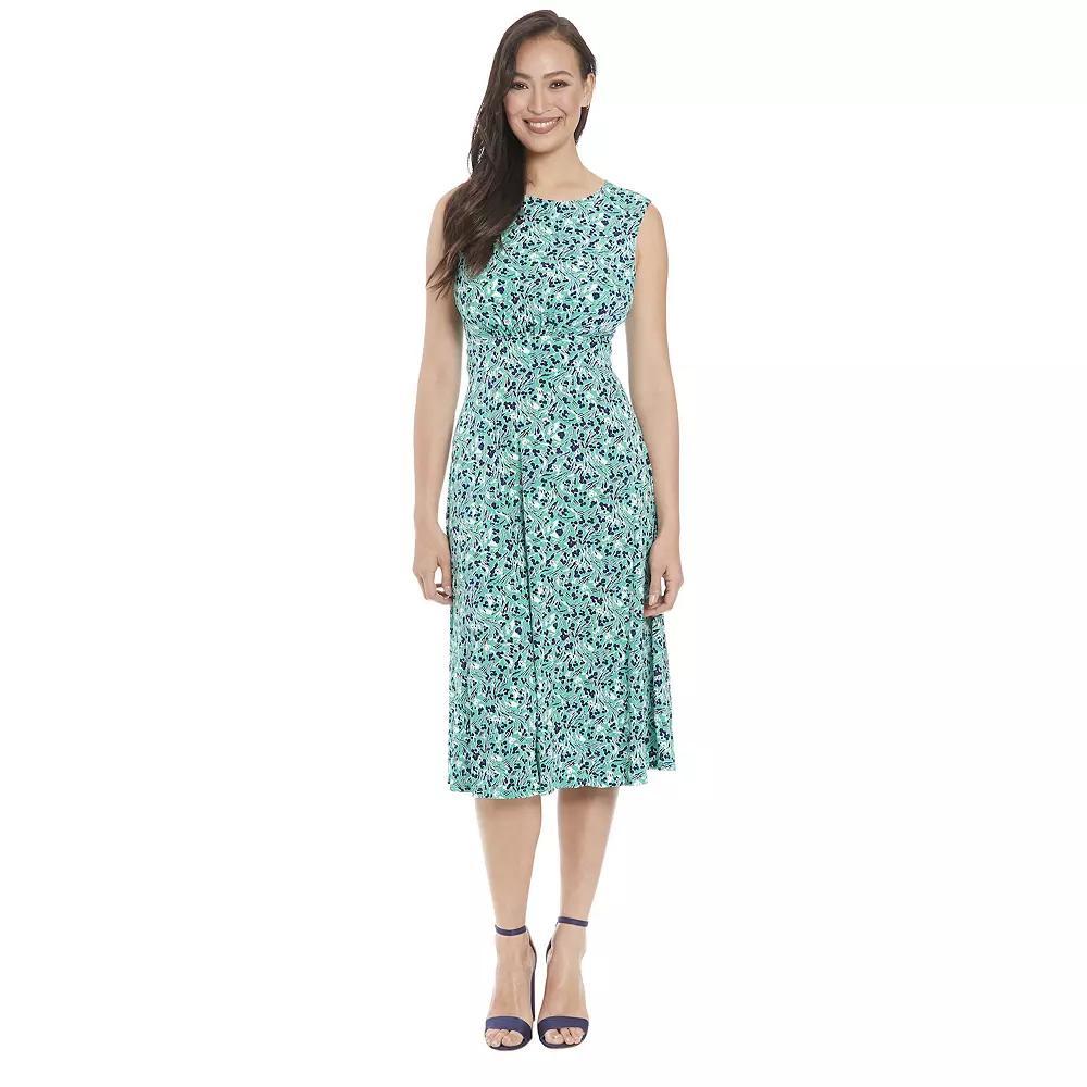 Women's London Times Inset Waist Print Midi Dress, Size: 10, Pink White Product Image