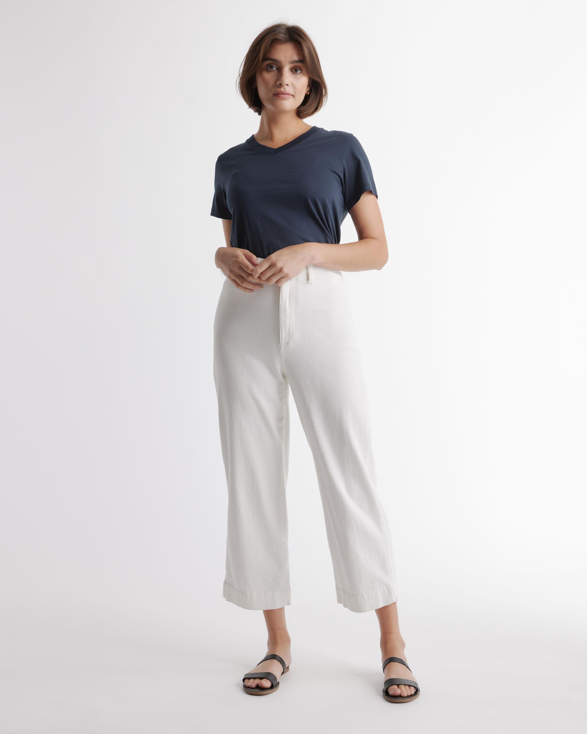Quince | Women's Cropped Wide-Leg Chino Pants Stretch Cotton Twill Product Image