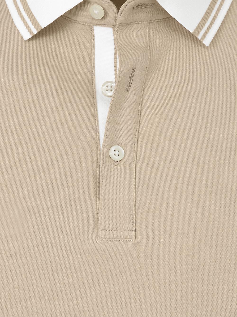 Cotton Three Button Polo - Tan Product Image