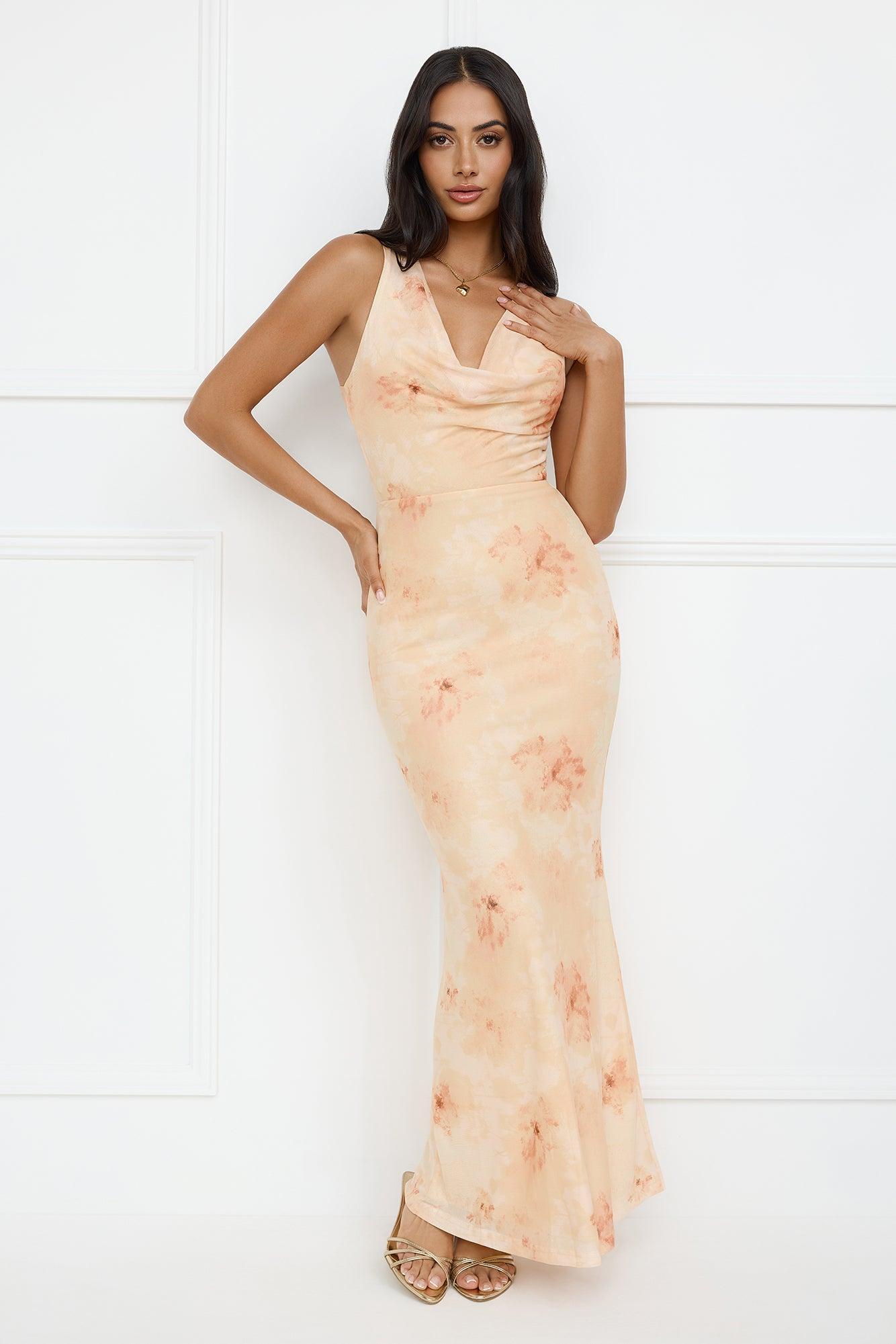 Citrus Sizzle Mesh Maxi Dress Orange Product Image