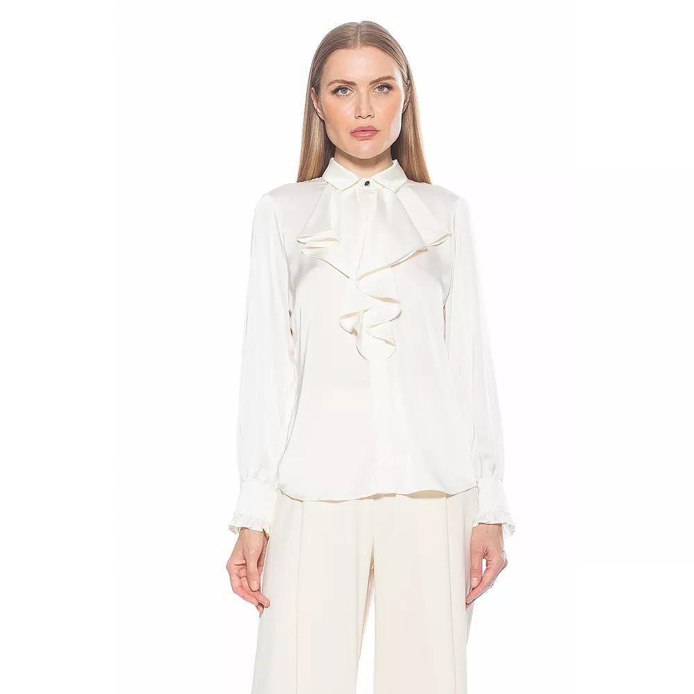 Women's ALEXIA ADMOR Brooks Silky Ruffle Blouse, Size: 10, Blush Product Image