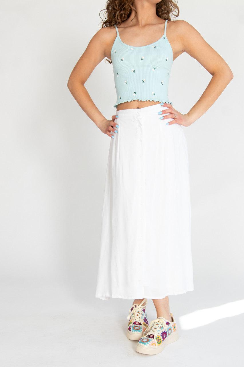 White Button Front Maxi Skirt Product Image