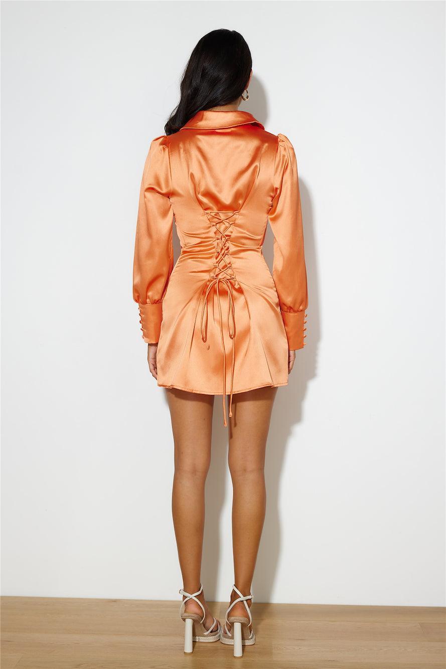 Elle Satin Dress Orange Product Image