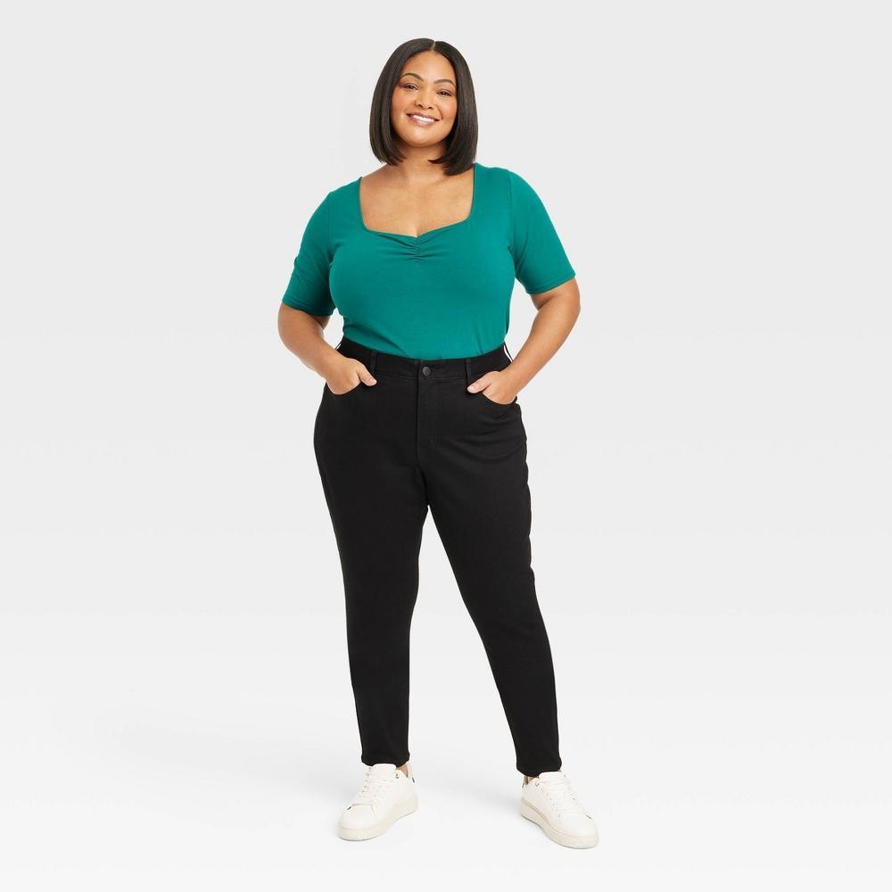 Women's High-Rise Skinny Jeans - Ava & Viv™ Black 24: Plus Size, Heavyweight Fabric, Stretch, Belt Loops, 30" Inseam Product Image