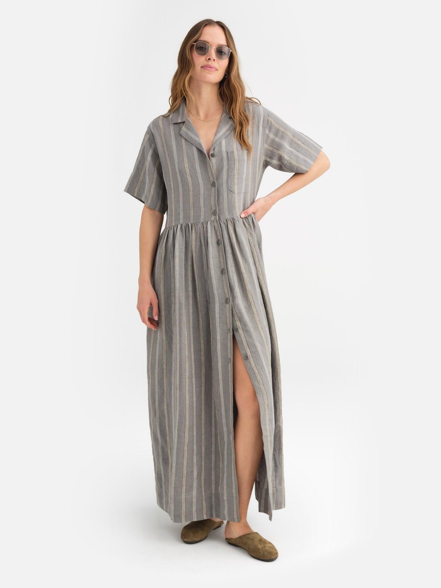 Organic Linen Shirt Dress Female Product Image