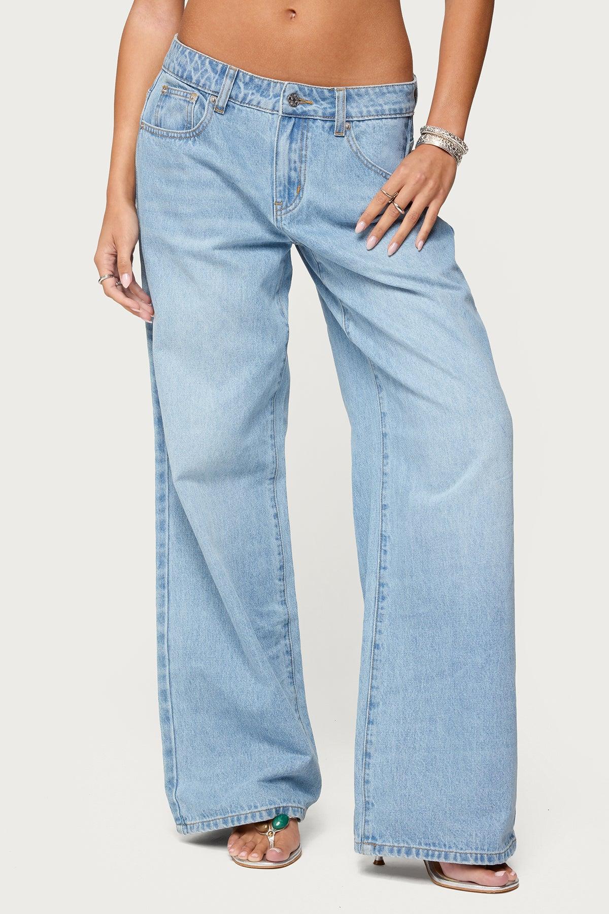 Mirra Embroidered Flower Low Rise Jeans Product Image